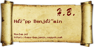 Hápp Benjámin névjegykártya